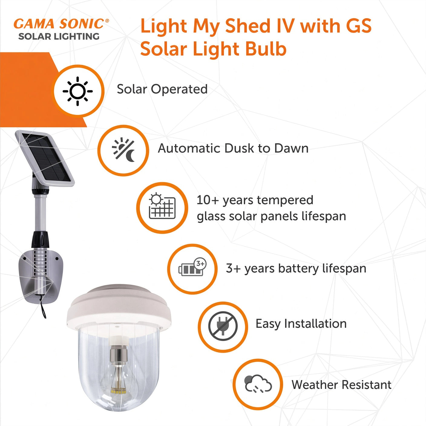 Light My Shed 4 – Solar Powered LED Greenhouse Light Kit - GS-16B02
